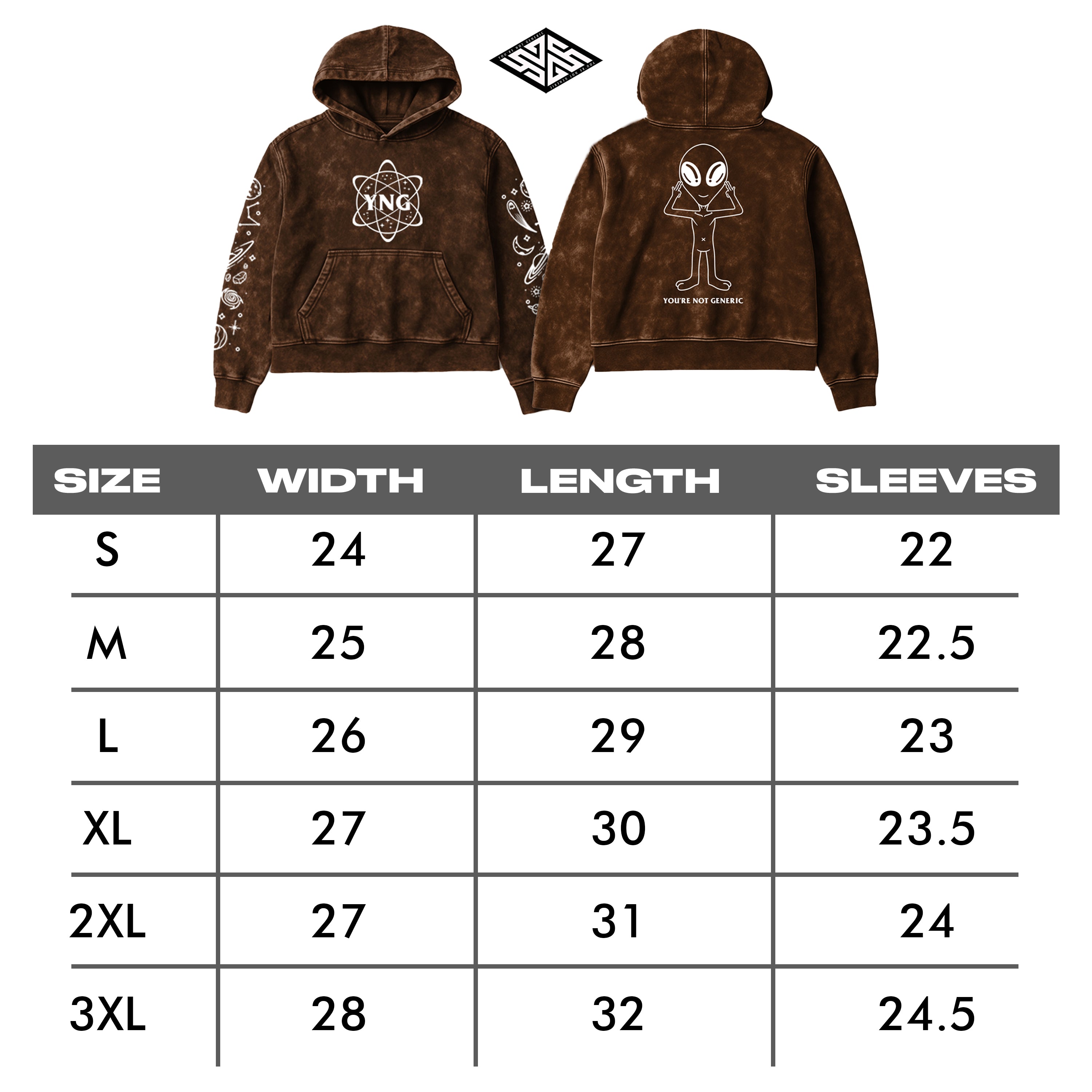 YNG "QUANTUM HOODIE" in METEORITE BROWN