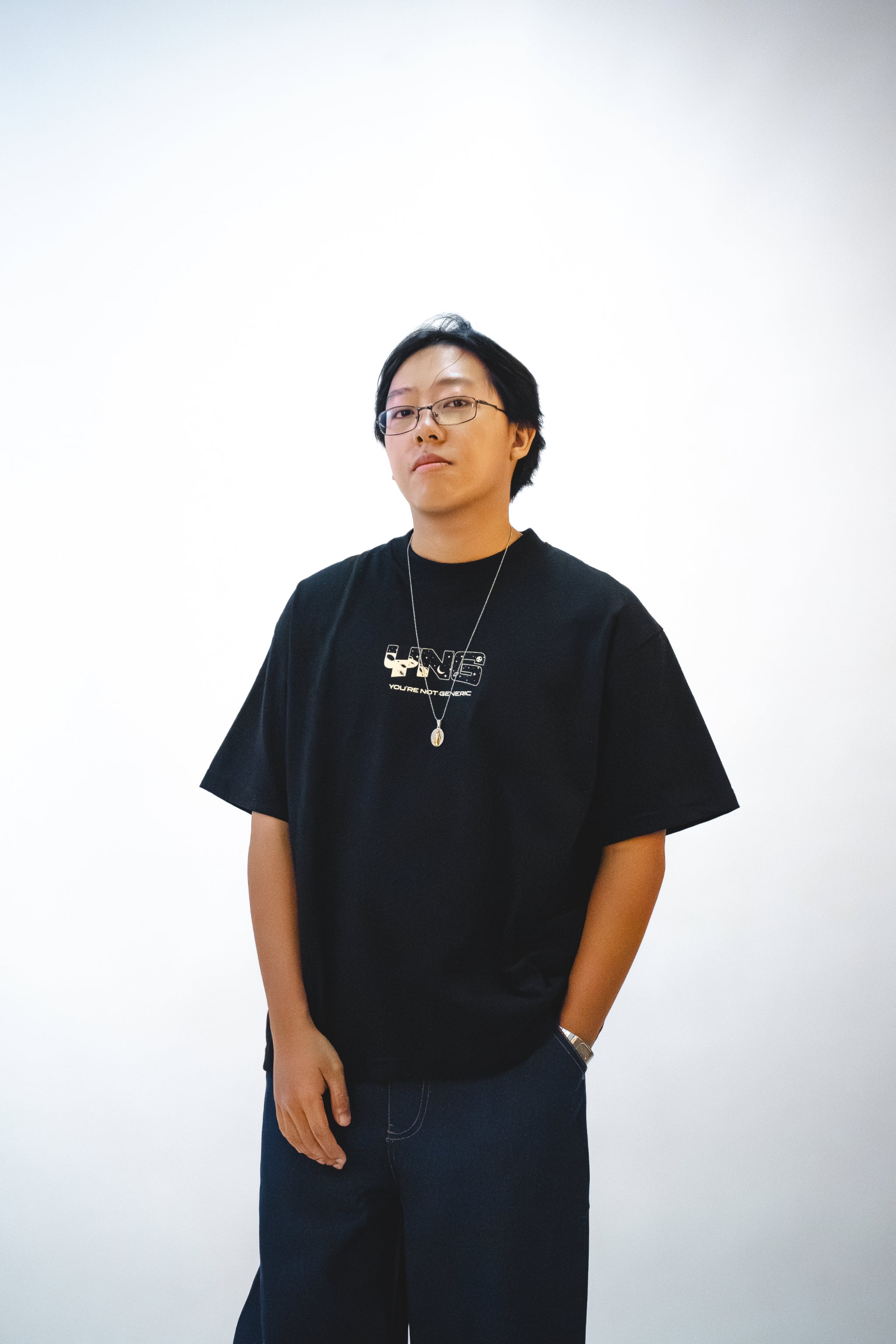 YNG "LUNAR SURFACE TEE" in ECLIPSE BLACK