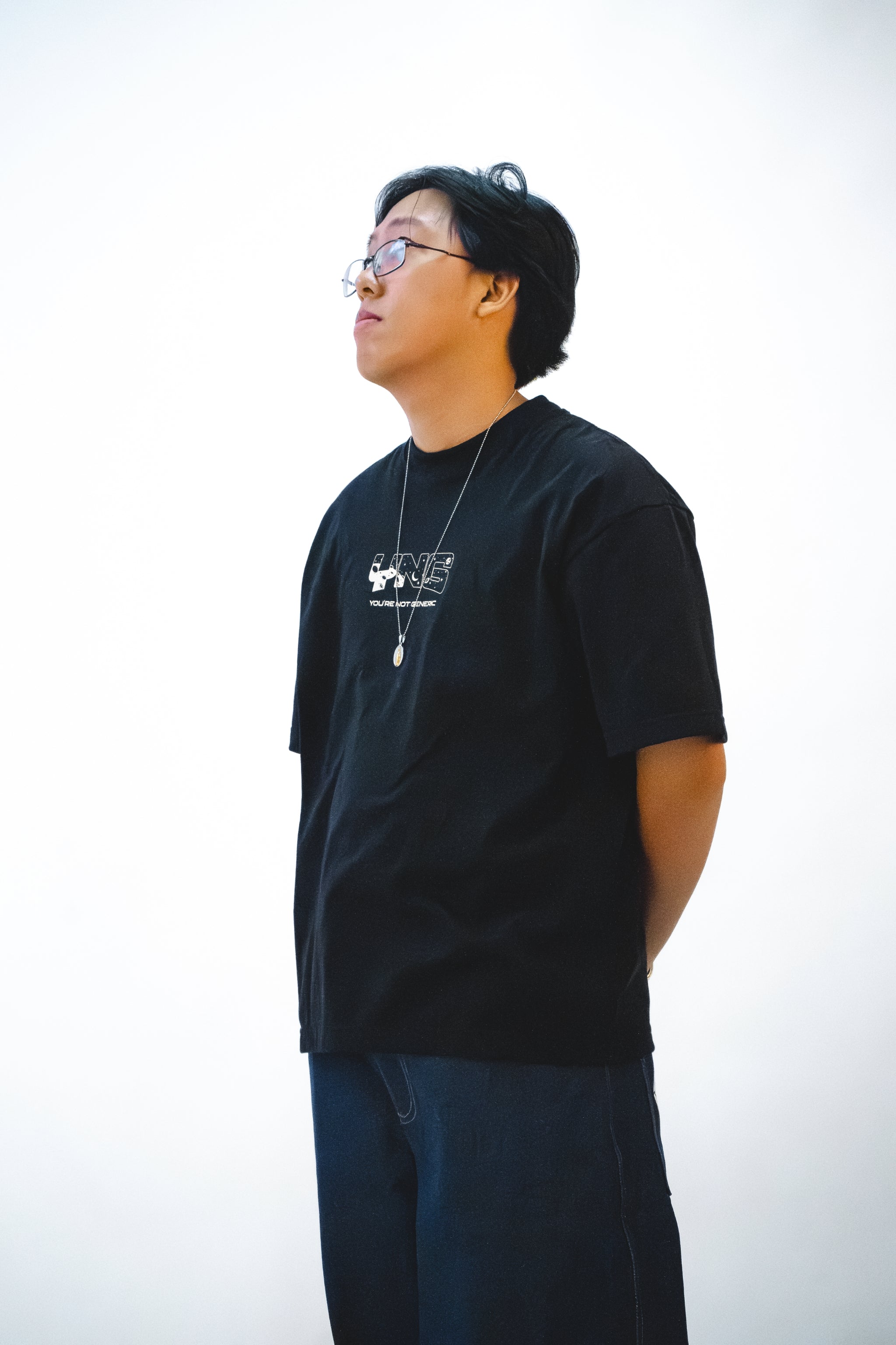 YNG "LUNAR SURFACE TEE" in ECLIPSE BLACK