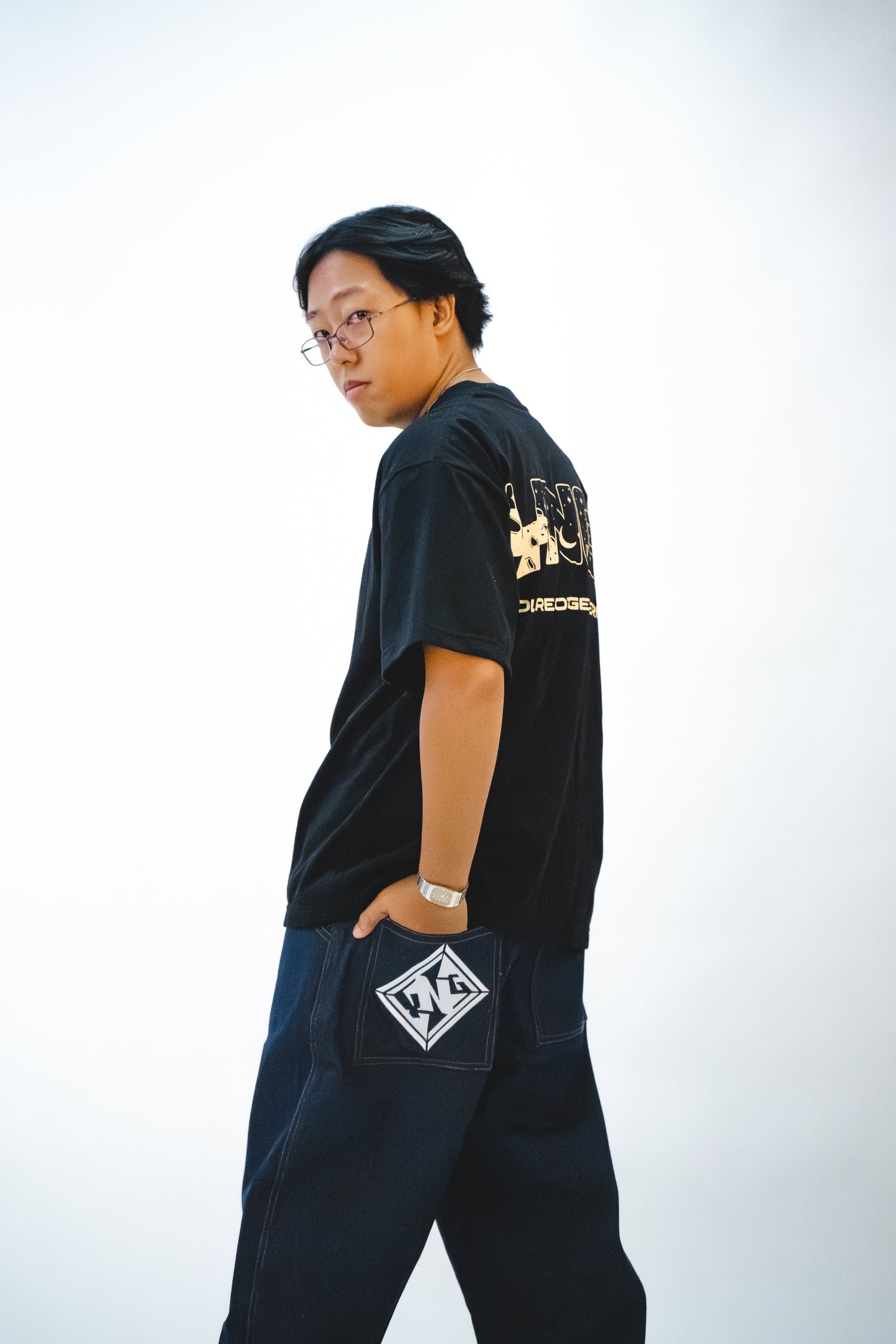 YNG "LUNAR SURFACE TEE" in ECLIPSE BLACK