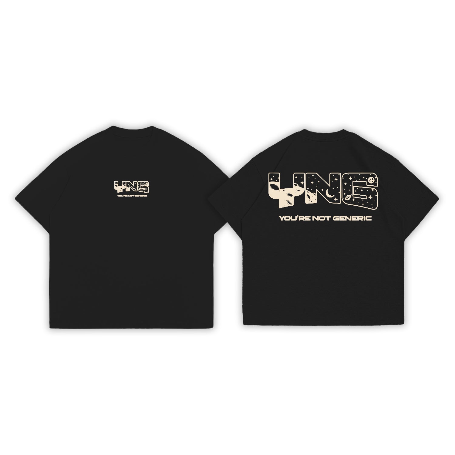 YNG "LUNAR SURFACE TEE" in ECLIPSE BLACK