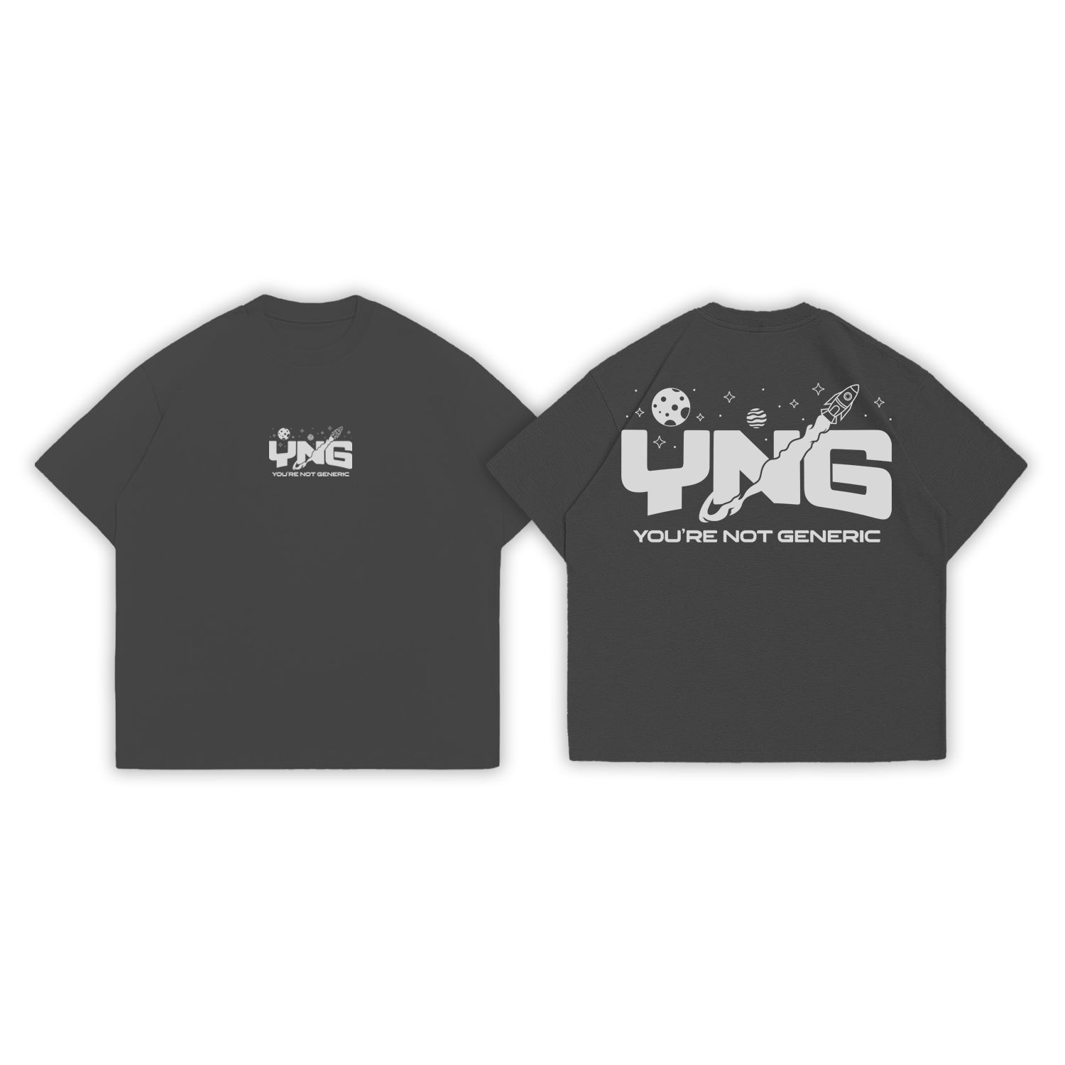 YNG "Rocket Tee" in MOONDUST GREY