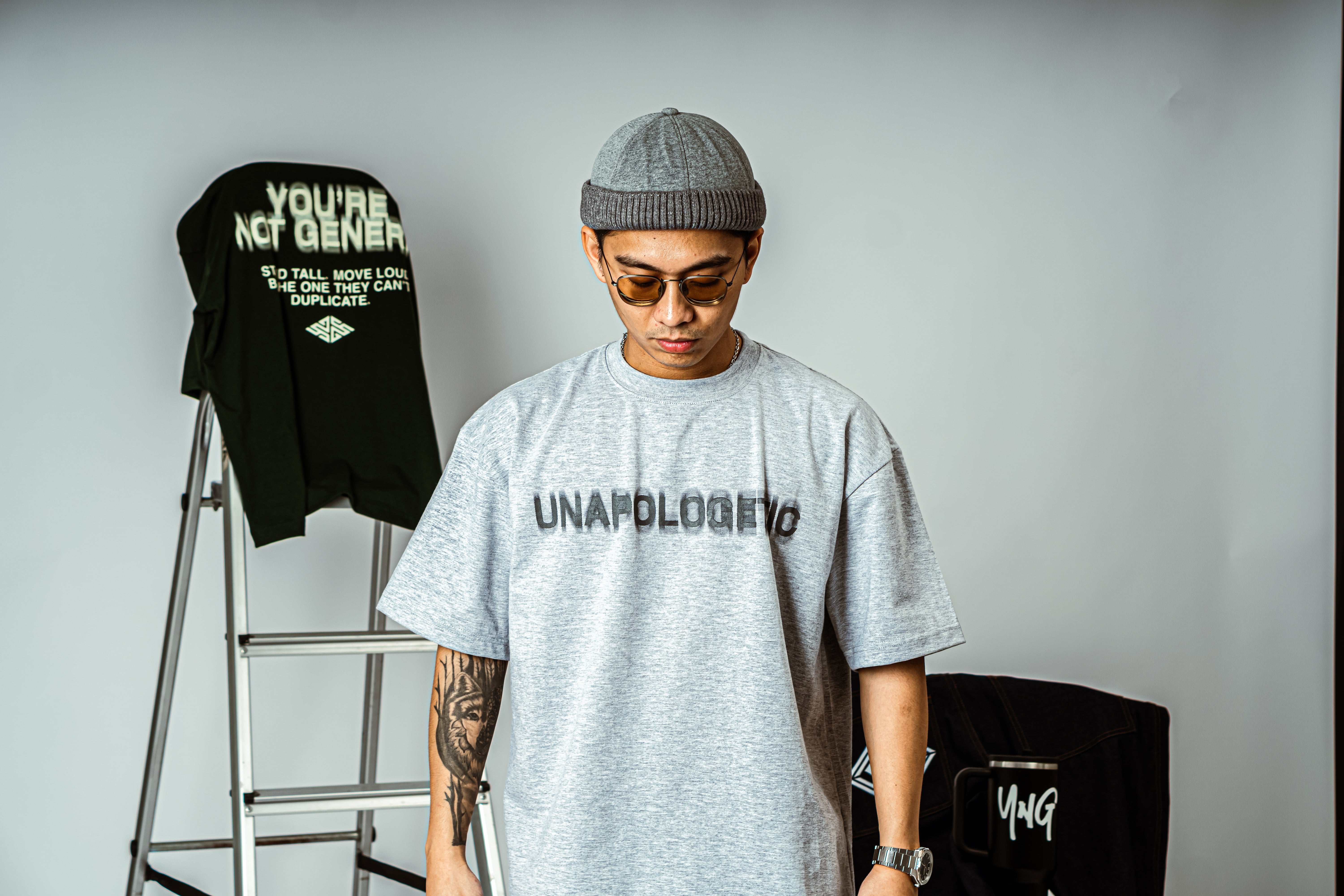 "Unapologetic" Essential Tee in Heather Grey