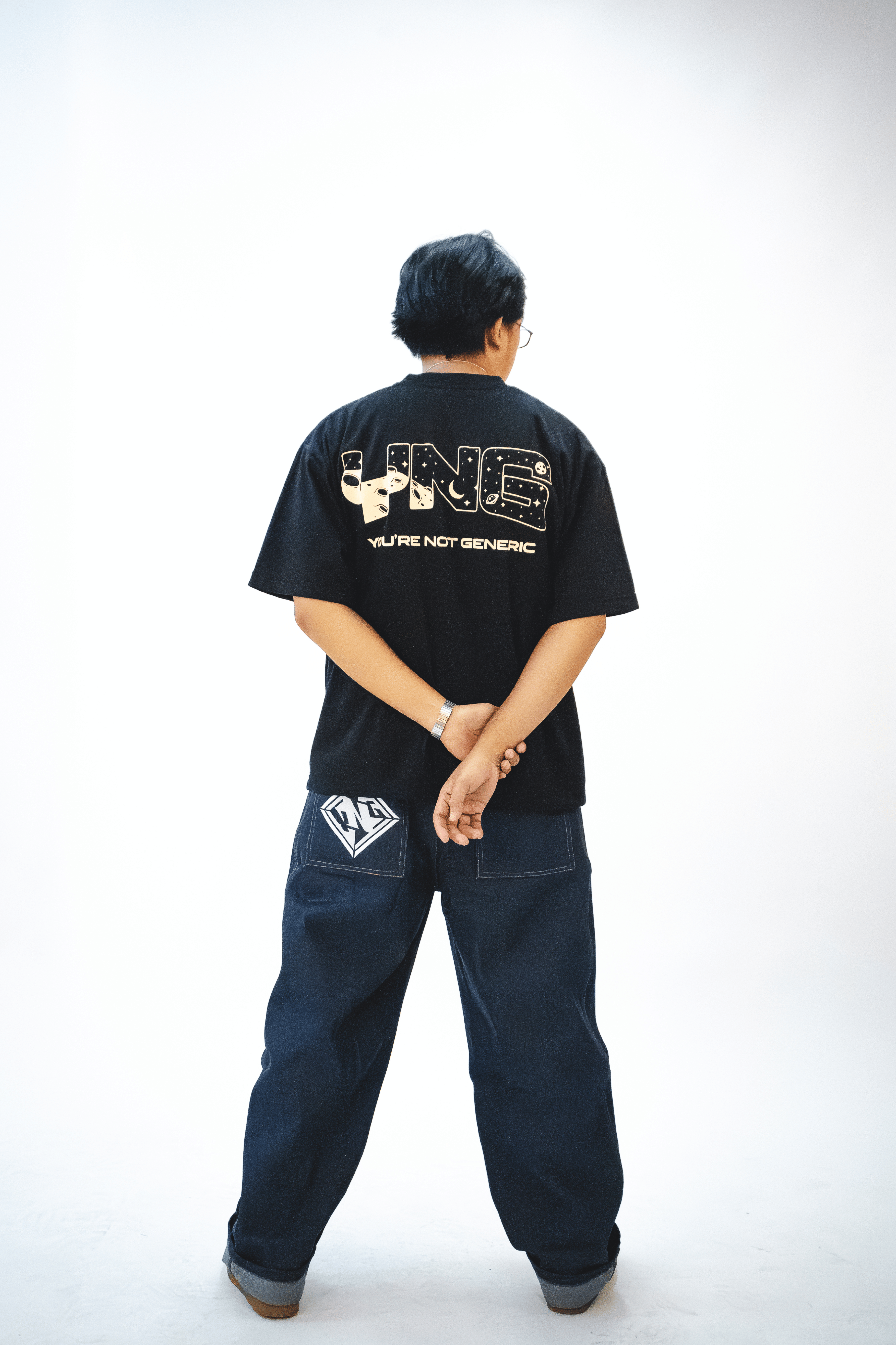 YNG "LUNAR SURFACE TEE" in ECLIPSE BLACK