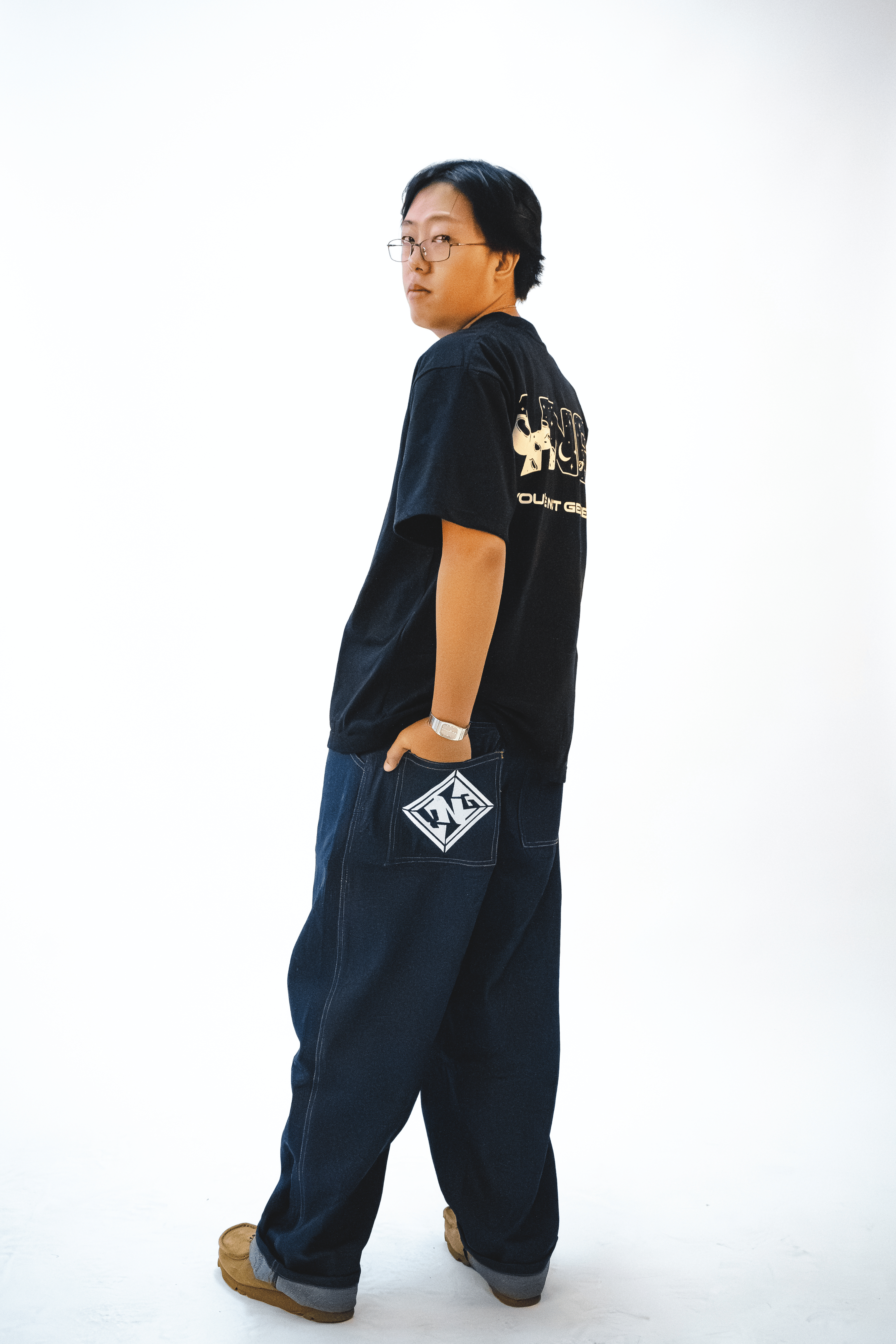 YNG "LUNAR SURFACE TEE" in ECLIPSE BLACK