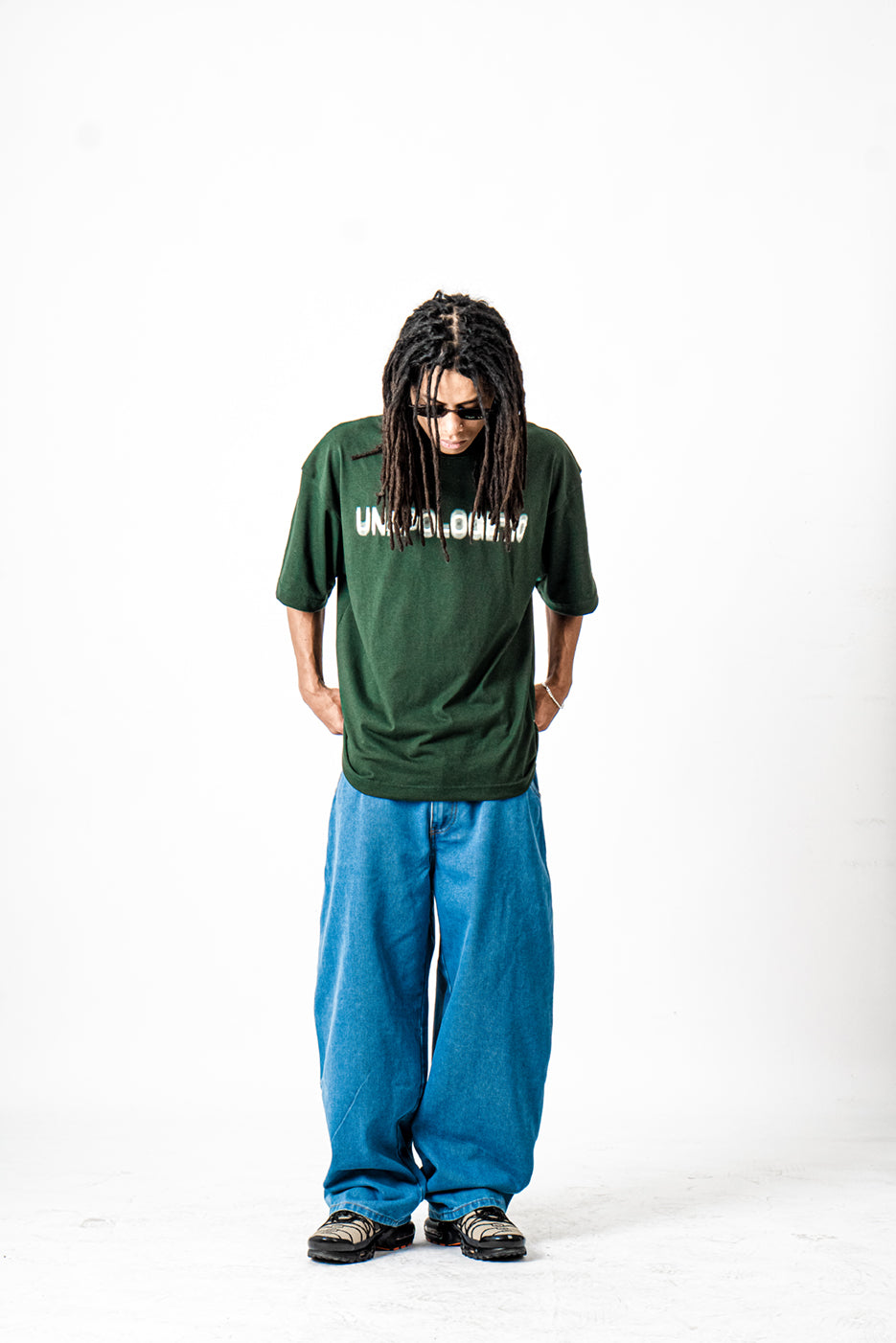 YNG Wide Blue Denim Utility Pants