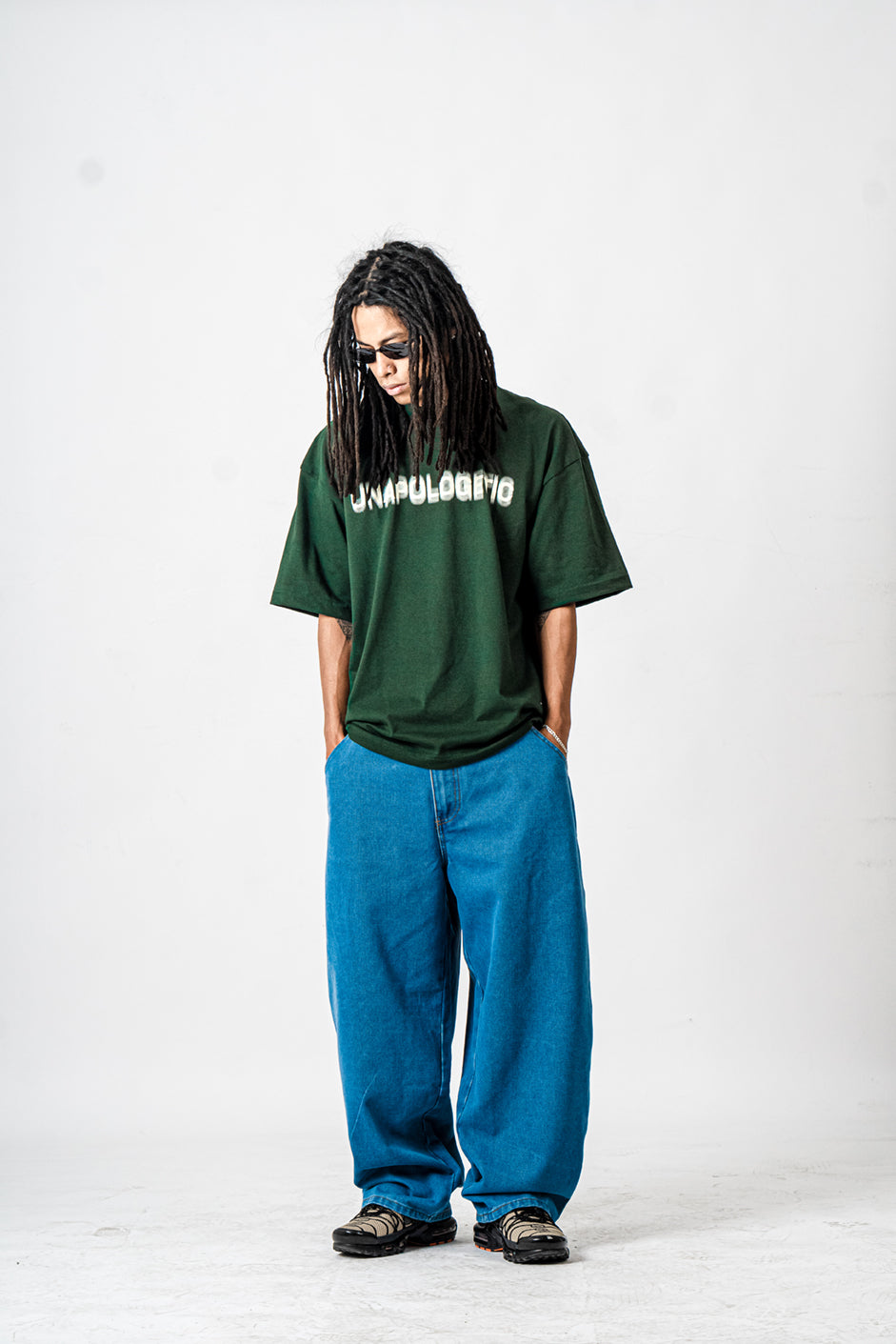 YNG Wide Blue Denim Utility Pants